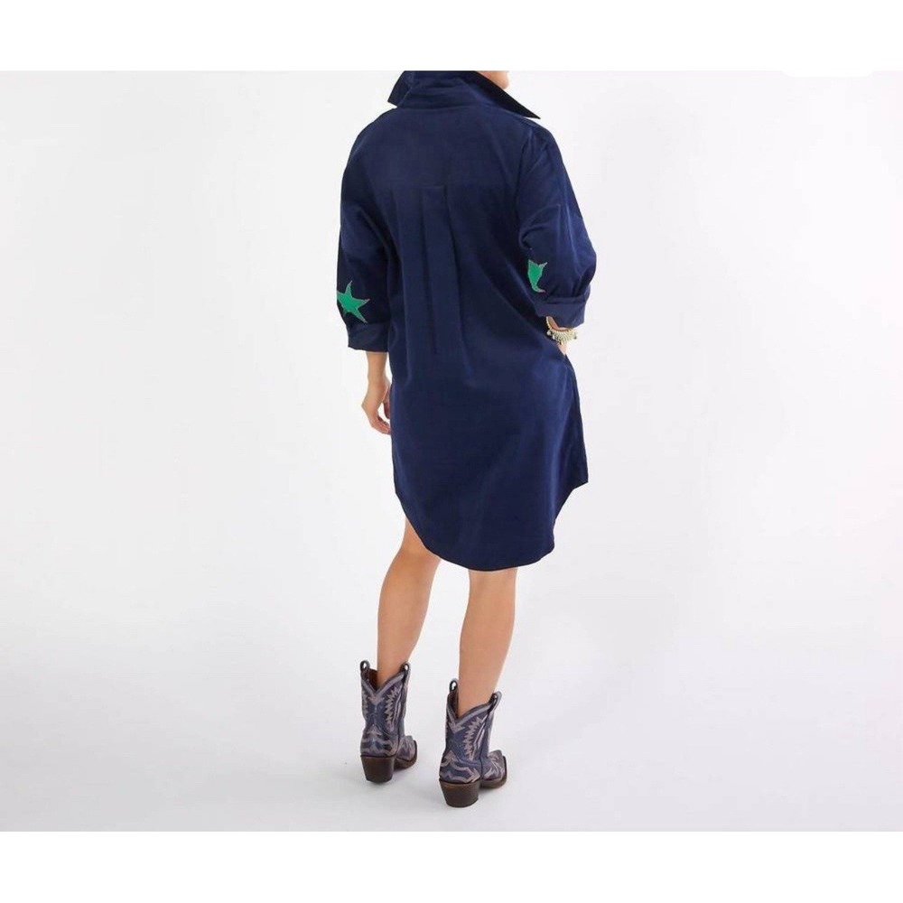 Caryn Lawn Preppy Corduroy Star Dress Navy Size One Size NWT